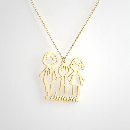 Personalized Doodle Drawing Necklace - Artistic Pendant Jewelry