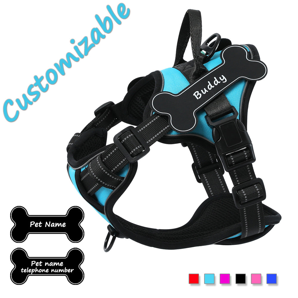 Personalized Dog Harness NO PULL Breathable Pet Harness Vest with Lovely Custom Patch Harness for Small Medium Large Dogs