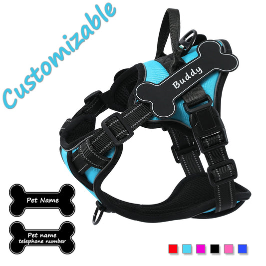Personalized Dog Harness NO PULL Breathable Pet Harness Vest with Lovely Custom Patch Harness for Small Medium Large Dogs