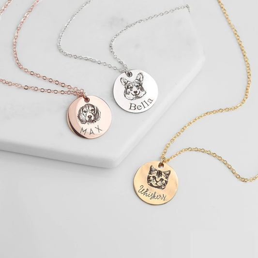 Pet Portrait Name Necklace