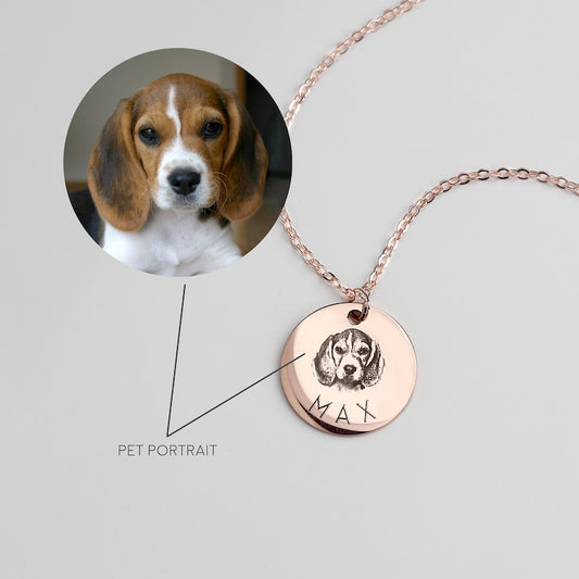 925 Sterling Silver-Pet Portrait Name Necklace
