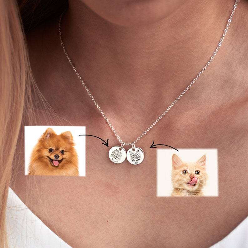 925 Sterling Silver-Pet Portrait Name Necklace